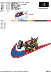 Thor Swoosh Embroidery Design - Thunder God Swoosh Embroidery Design Featuring Mjolnir